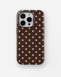 Chocolate Pink Polka Dots MagSafe iPhone Tough Case - iPhone 11-16 Pro model view