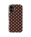 Chocolate Pink Polka Dots MagSafe iPhone Tough Case - iPhone 16, 16 Plus and 17 model view