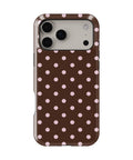Chocolate Pink Polka Dots MagSafe iPhone Tough Case - iPhone 17-18 Pro Max back view