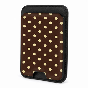 Chocolate Yellow Polka Dots MagSafe Card Holder - front view