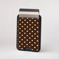 Chocolate Yellow Polka Dots MagSafe Card Holder - card storage view