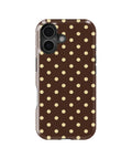 Chocolate Yellow Polka Dots MagSafe iPhone Tough Case - iPhone 16, 16 Plus and 17 model view