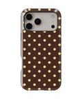 Chocolate Yellow Polka Dots MagSafe iPhone Tough Case - iPhone 17-18 Pro Max back view