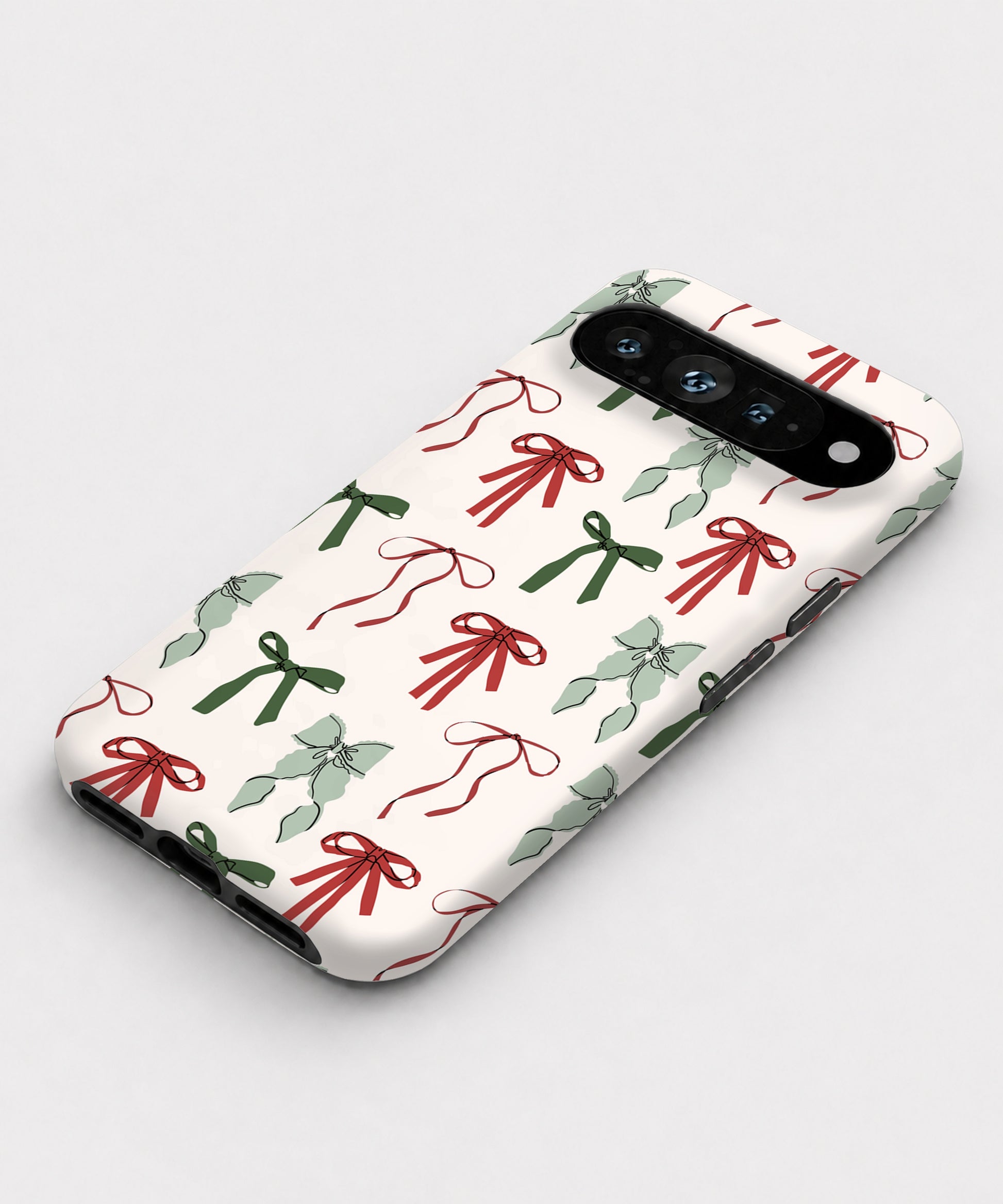 Christmas Bow and Mistletoe Google Pixel case front view