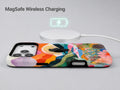 Colorful Abstract Landscape Floral MagSafe Loop iPhone Case shown with a MagSafe-compatible wireless charger attached