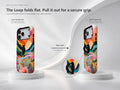 Colorful Abstract Landscape Floral MagSafe Loop iPhone Case side view showing the built-in finger loop