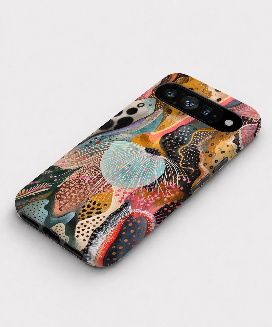 Colorful Abstract Organic Collage Google Pixel case front view