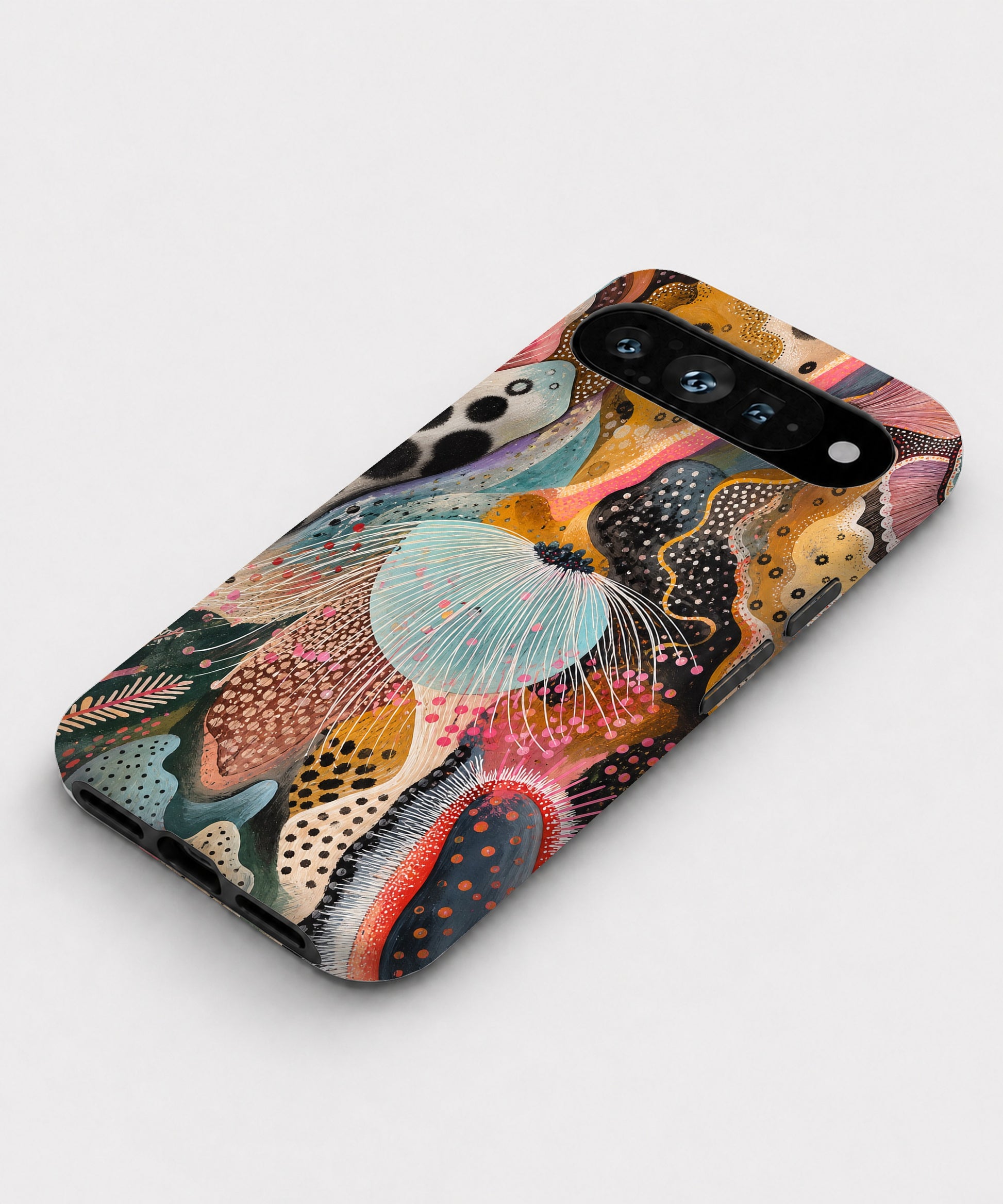 Colorful Abstract Organic Collage Google Pixel case front view