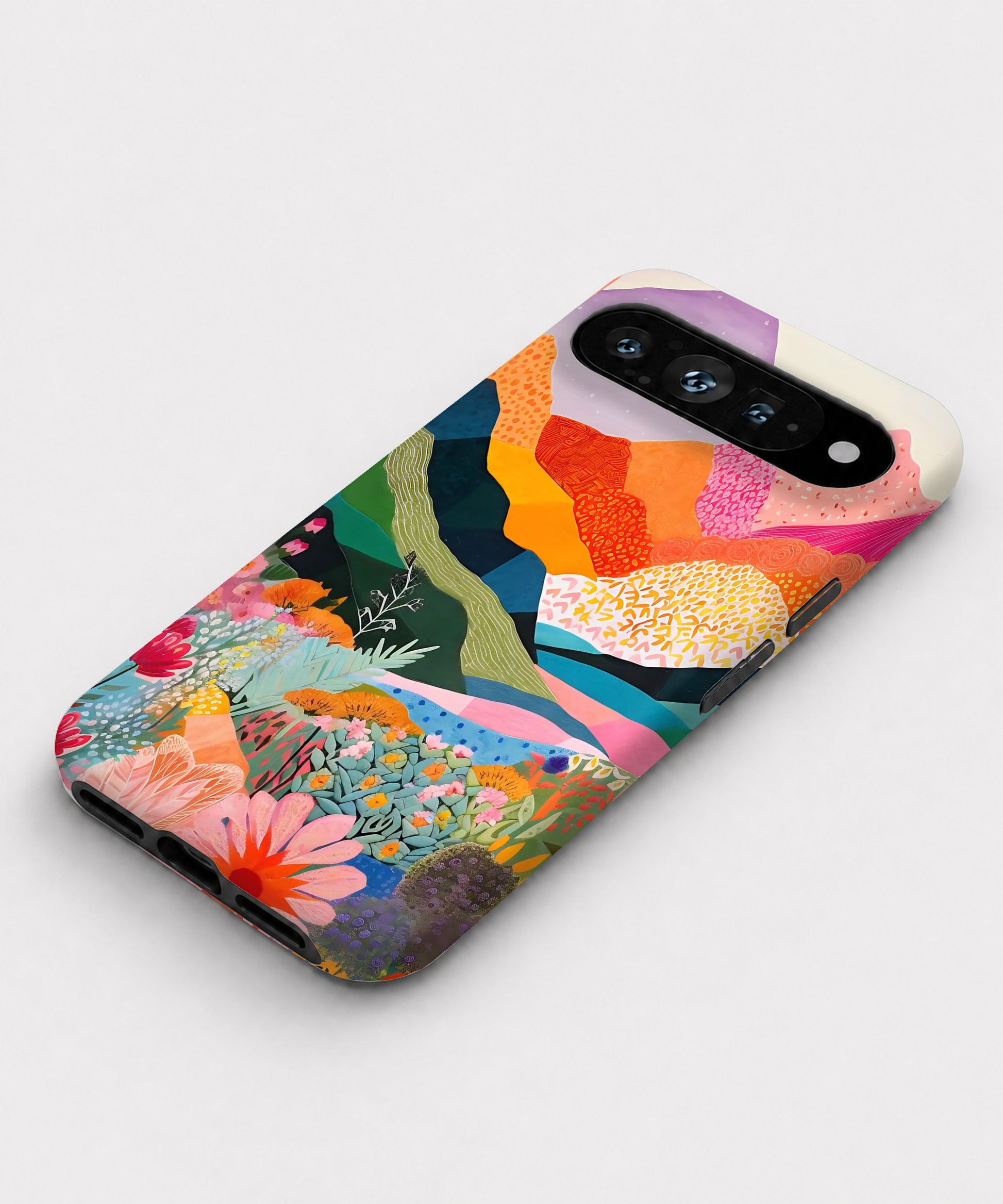 Colorful Floral Landscape Google Pixel case front view