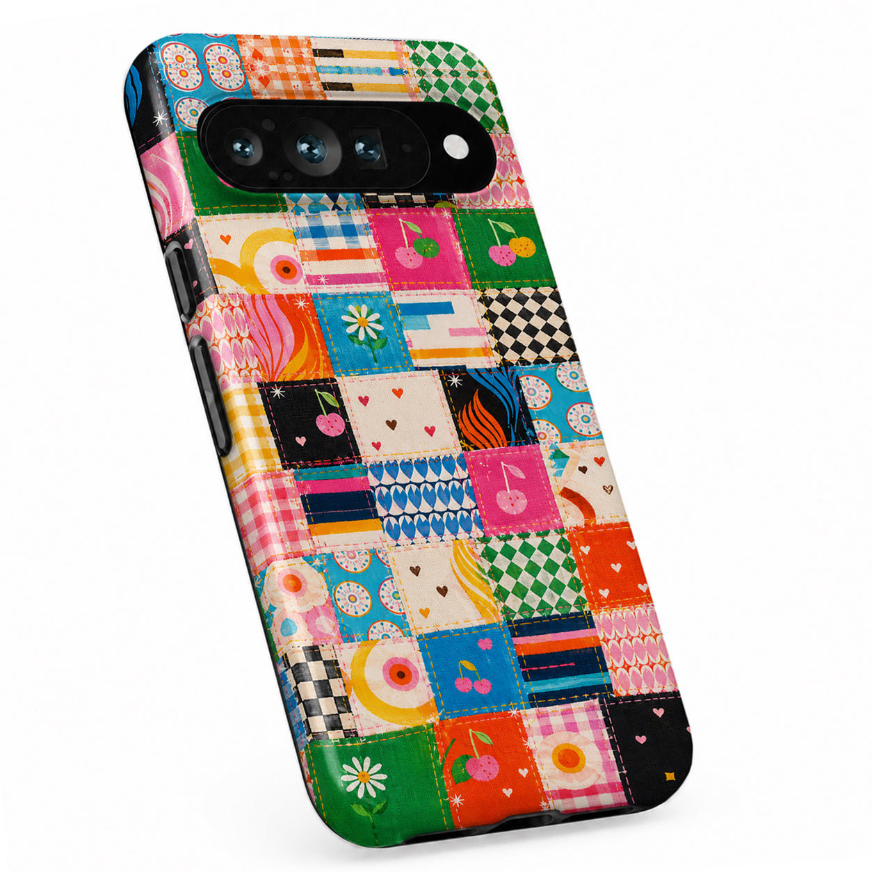 Colorful Folk Quilt Patchwork Google Pixel case with decorative patterned artwork