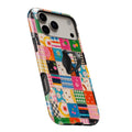 Colorful Folk Quilt Patchwork MagSafe Loop iPhone case with built-in finger loop open