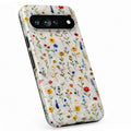 Colorful Pressed Wildflower Google Pixel case with botanical flowers and leaves