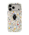 Colorful Pressed Wildflower MagSafe Loop iPhone Case with built-in finger loop closed