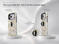 Colorful Pressed Wildflower MagSafe Loop iPhone Case side view showing the built-in finger loop