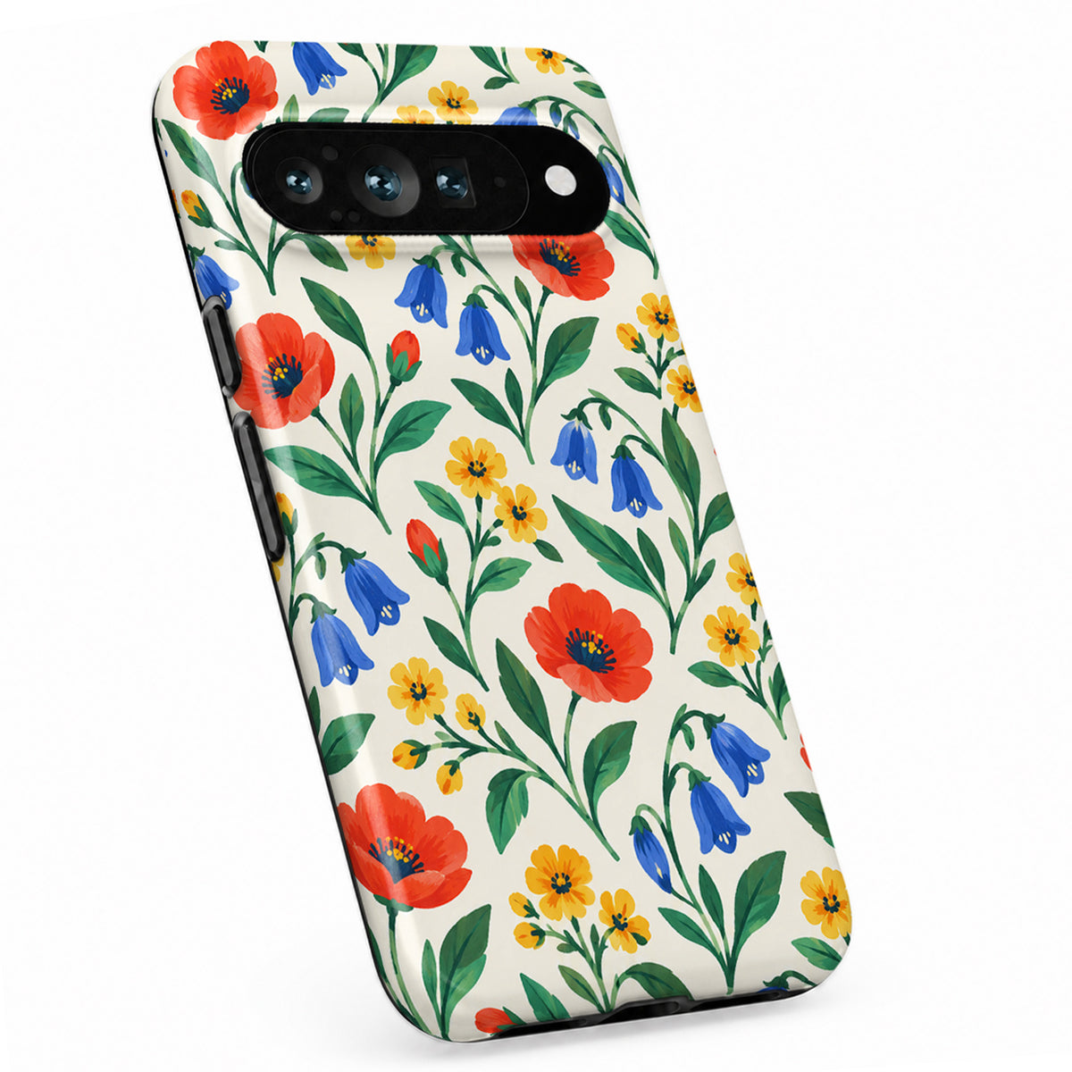 Colorful Wildflower Garden Google Pixel Case - standing angled view
