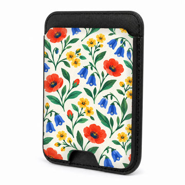 Colorful Wildflower Garden MagSafe Card Holder, front view