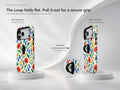 Colorful Wildflower Garden MagSafe Loop Case, finger loop folded and extended positions