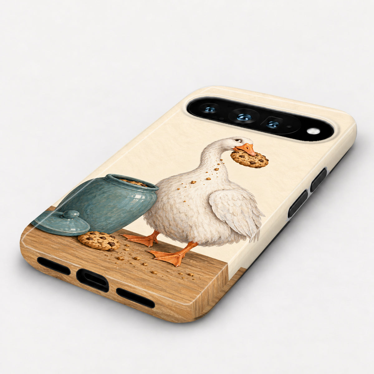 Cookie Time Goose Google Pixel Case - angled bottom view