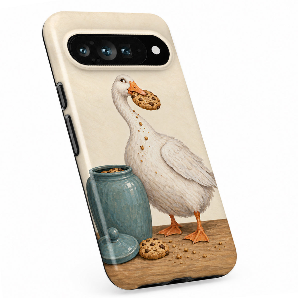 Cookie Time Goose Google Pixel Case - standing angled view