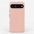 Coral Pink and White Pinstripe Google Pixel Case - centered back view