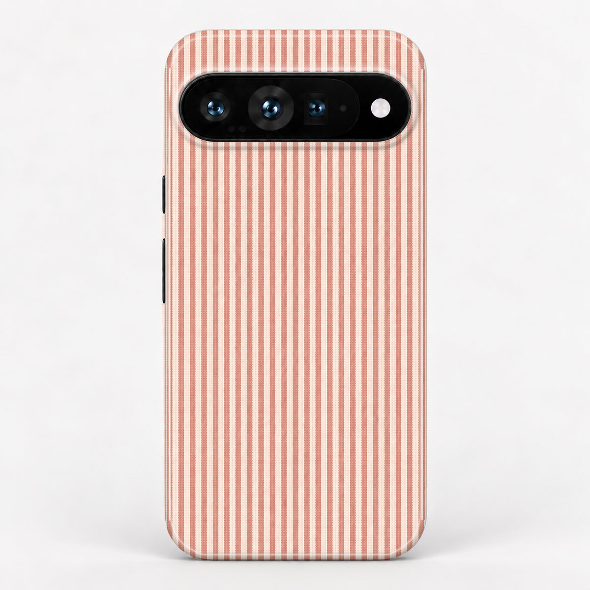 Coral Pink and White Pinstripe Google Pixel Case - centered back view