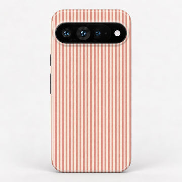 Coral Pink and White Pinstripe Google Pixel Case - centered back view