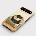 Cozy Reading Black Cat Google Pixel Case - flat angled view