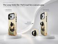 Cozy Reading Black Cat MagSafe Loop Case, finger loop folded and extended positions