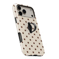 Cream Coffee Polka Dots MagSafe Loop iPhone Case - angled view