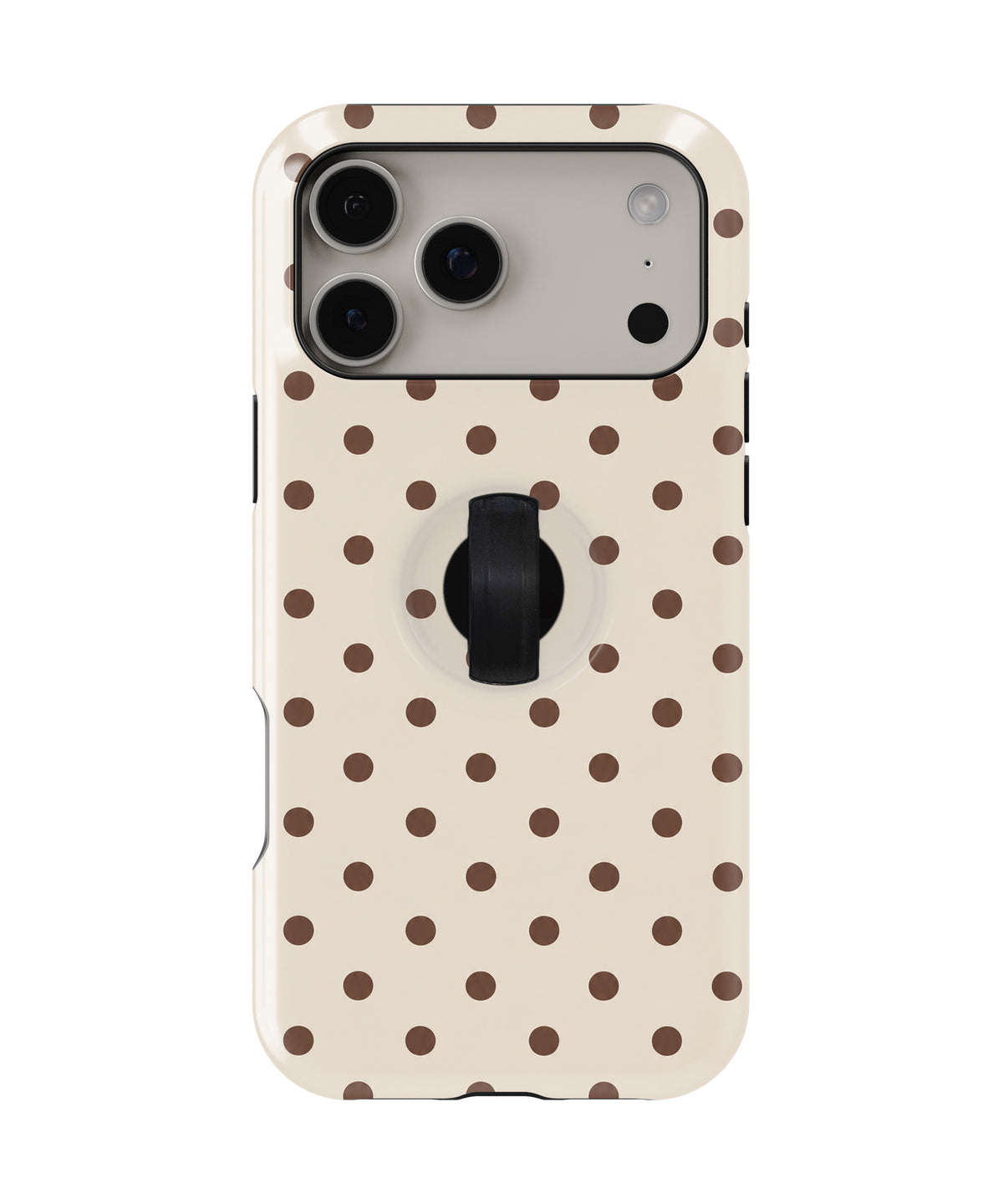 Cream Coffee Polka Dots MagSafe Loop iPhone Case - back view