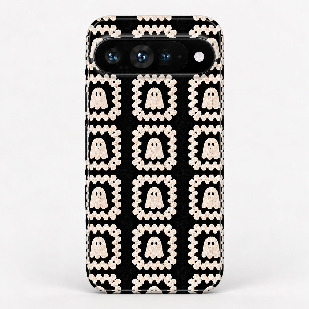 Cream Ghost Granny Square Pattern Google Pixel Case
