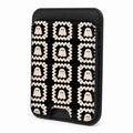 Cream Ghost Granny Square Pattern MagSafe Card Holder, front view
