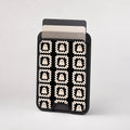 Cream Ghost Granny Square Pattern MagSafe Card Holder, card storage shown with cards