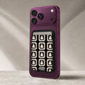 Cream Ghost Granny Square Pattern MagSafe Card Holder, attached to a compatible phone