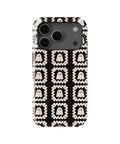 Cream Ghost Granny Square Pattern MagSafe iPhone Tough Case, rear view, iPhone17-18Pro model image group