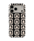 Cream Ghost Granny Square Pattern MagSafe iPhone Tough Case, rear view, iPhone17-18ProMax model image group