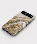 Cream Gold Geode Marble Google Pixel case front view