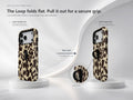 Cream Leopard Print MagSafe Loop iPhone Case side view showing the built-in finger loop