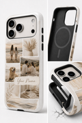 Custom MagSafe shockproof case detail with white printed shell and black TPU liner