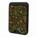 Front view of the Dark Arts and Crafts Floral MagSafe card holder on a white background