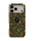 Dark Arts and Crafts Floral MagSafe Loop iPhone Case with built-in finger loop closed
