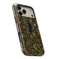 Dark Arts and Crafts Floral MagSafe Loop iPhone case with built-in finger loop open