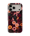Dark Autumn Daisy Floral MagSafe Loop iPhone Case with built-in finger loop closed