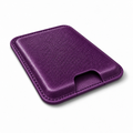 Dark Cherry MagSafe card holder angled close-up showing stitching and textured finish