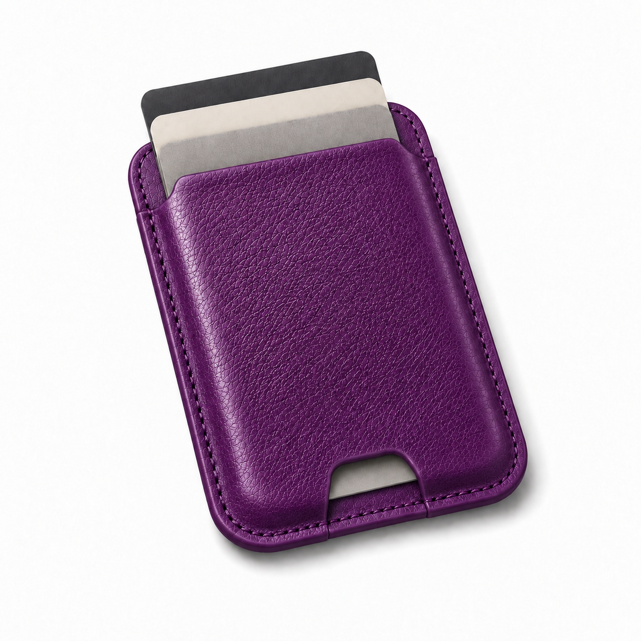 Dark Cherry MagSafe card holder holding three cards