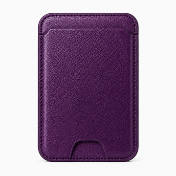 Dark Cherry MagSafe card holder front view showing textured finish and thumb notch