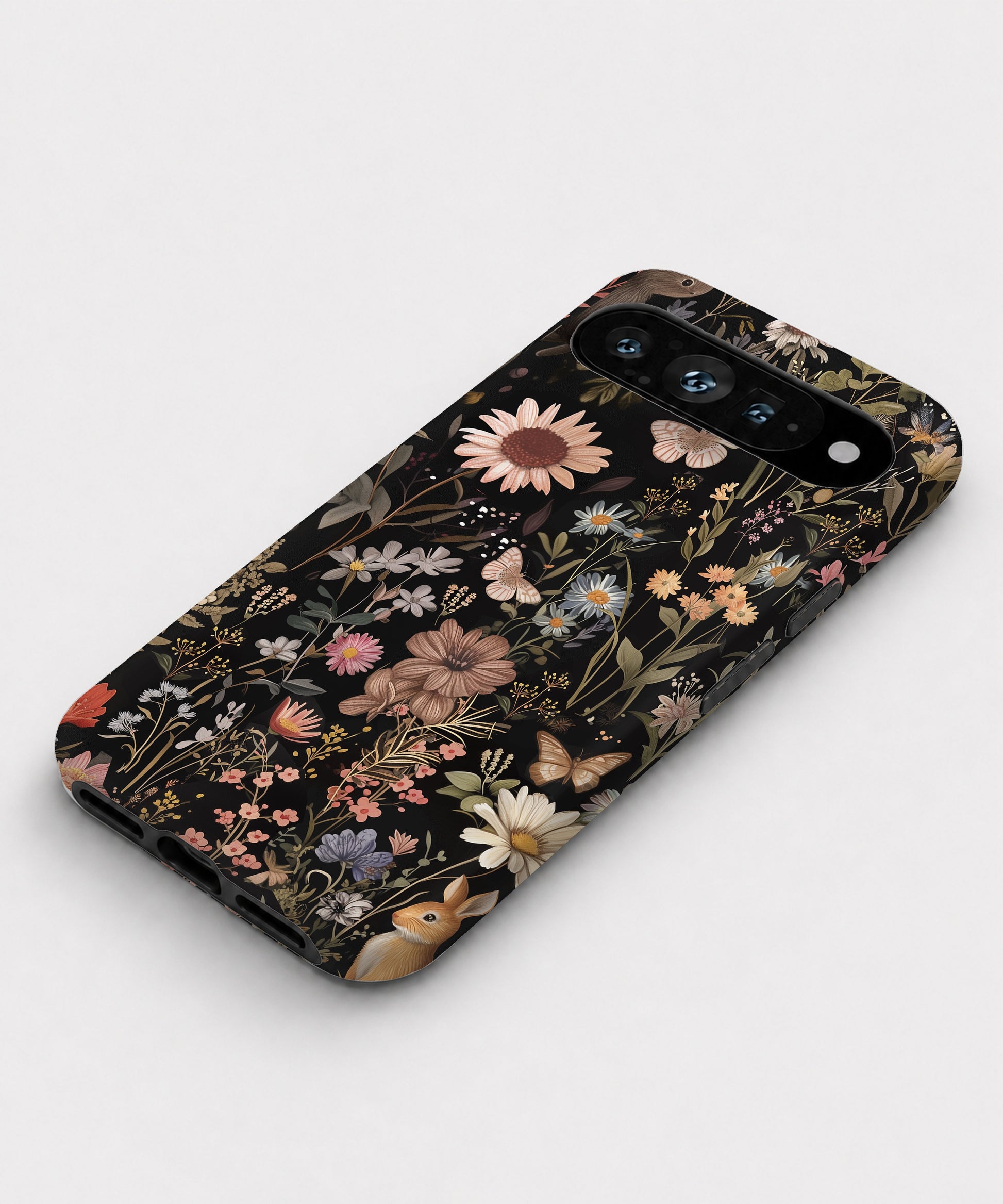 Dark Cottage Garden Floral Google Pixel case front view