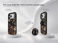 Dark Cottage Garden Floral MagSafe Loop iPhone Case side view showing the built-in finger loop