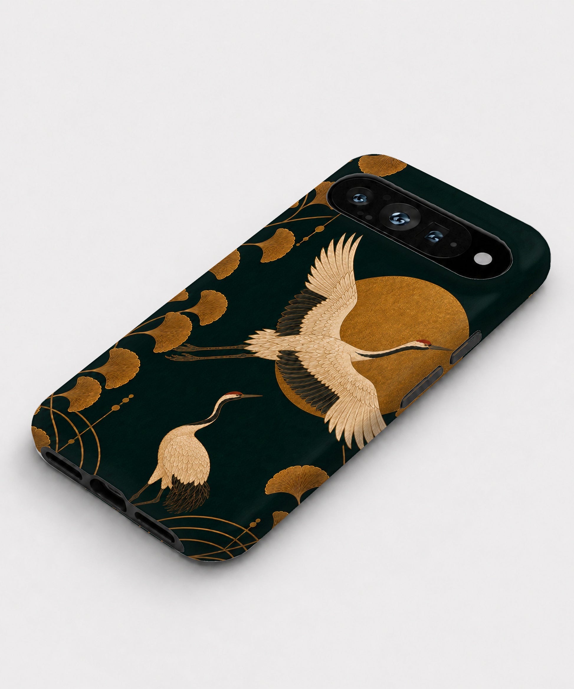 Dark Green Crane Google Pixel case front view