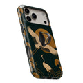 Dark green crane MagSafe loop iPhone case with built-in finger strap